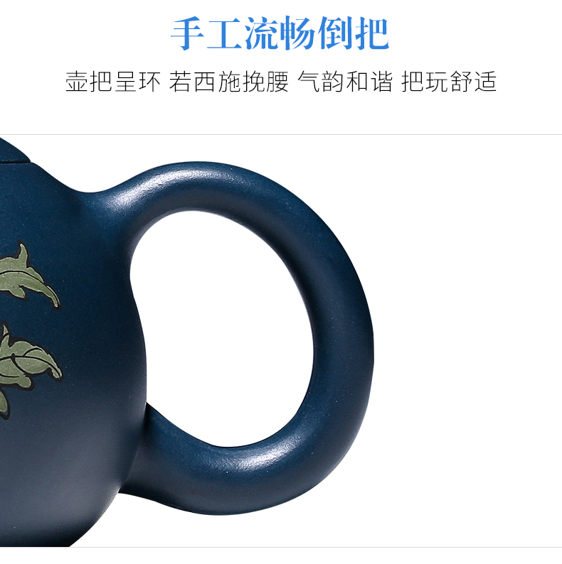 純手工紫砂壺，小巧琺瑯印花紫砂壺